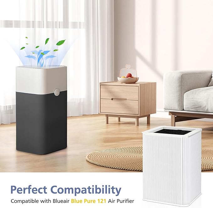 121 Replacement Filter Compatible with Blueair Blue Pure 121 Air Purifier, 2-in-1 HEPA Filters with Parti-cle and Activated Carbon Replacement Filter, 2 Pack