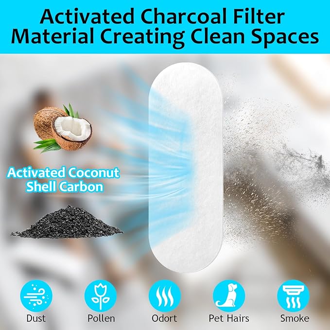 Ceiling Fan Filters for Blades Easy-Stick Strong Fixity Activated Coconut Carbon Fan Filter for Ceiling Fan, Universal Fan Blade Air Fresh Purifier Cat Litter Box Filter, White (White-10pcs)