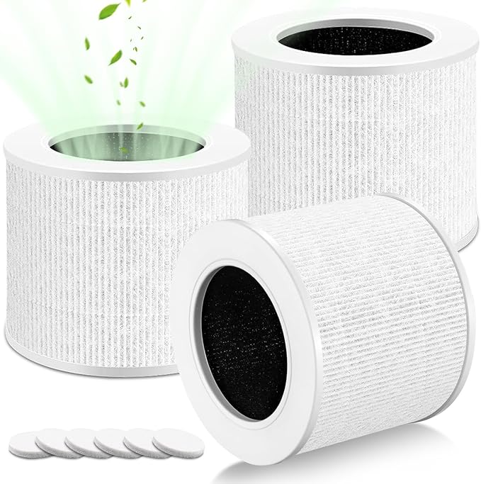 3 Pack Core Mini Replacement Filter for LEVOIT Air Purifier, 3-in-1 H13 Grade Compatible with LEVOIT Air Purifier, Part No. Core Mini-RF (3 Filter and 6 Fragrance Sponge)
