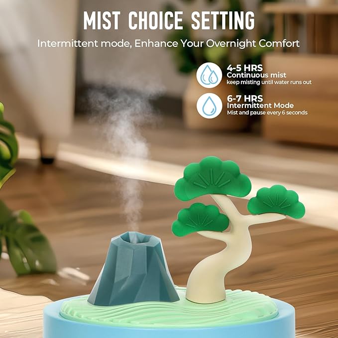 Cute Mini Humidifier, 320ml Pine Tree Desktop Humidifiers for Bedroom, Portable Small Cool Mist Humidification for Home, Baby Nursery, Office & Indoor Plants, USB Powered