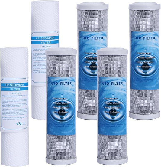 HUINING 1-3 Stage 10" Water Pre-Filter Set Replacement Water Filter Compatible With APEC RO Water Filter System Essence, Ultimate RO, ROES，Standard 10” RO Filter，Countertop 3-Stage water filter (2)