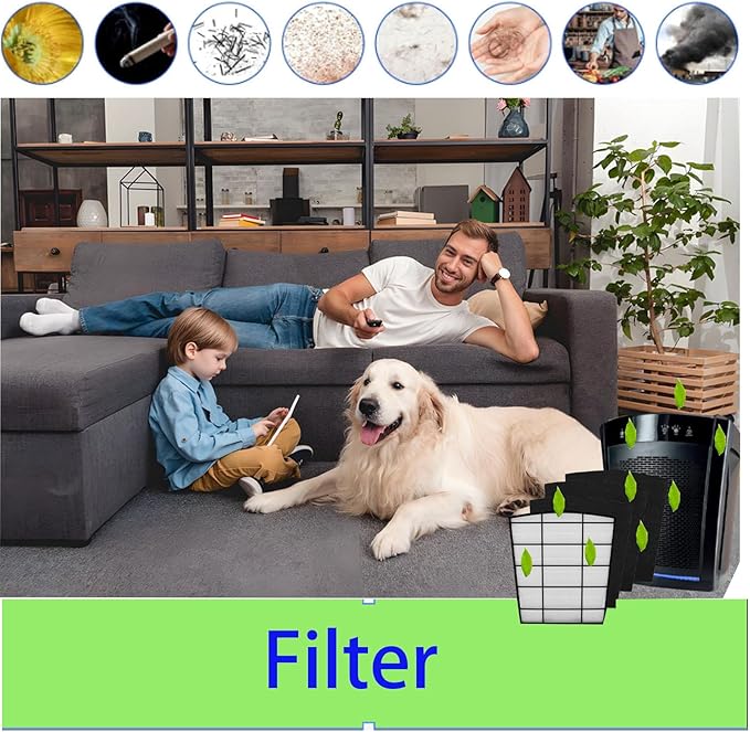HP800 Filter Set Replacement For Hunter: Replacement Compatible with Hunter HP800 Multi Room Large Console Air Cleaner Purifier,Part H-HF800-VP H-PF800 Carbon Pre-Filter