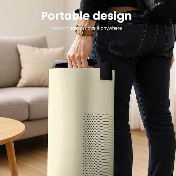 Air Purifiers for Home Large Room Up to 2800Ft² with PM 2.5 Air Laser Sensor, Hepa 3-in-1 air Filter Filters Airborne Particles, air purifiers With Smart WiFi and Sleep Mode(Ivory,1 Pack)+1Pcs