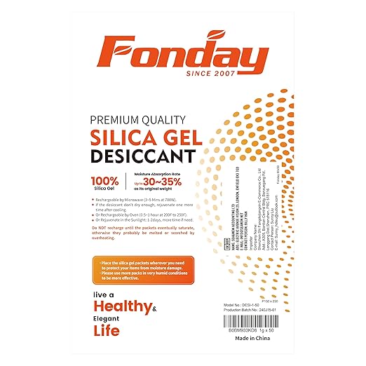 1 Gram 50 Packets Fonday Food Grade Silica Gel Desiccants Packs Moisture Absorbers Dehumidifier