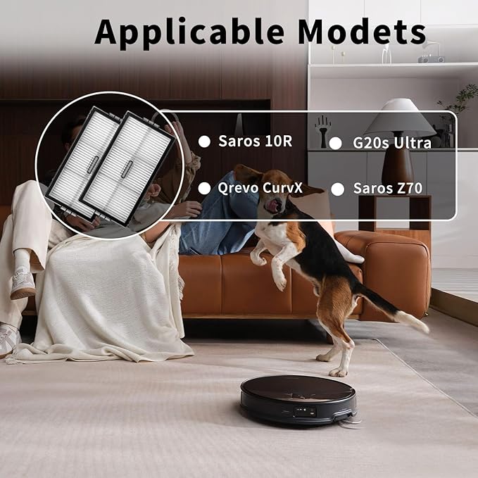 （4Sets）Replacement Washable HEPA Filter Compatible With Roborock Saros 10R / G20s Ultra Robot Vacuum Cleaners, High Efficiency Filter Accessories Kit Filters Replacement Parts