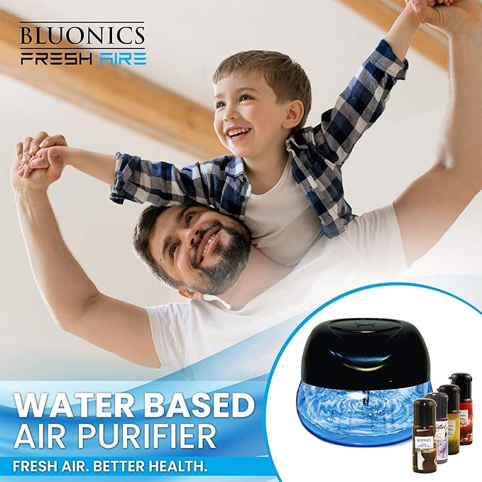 Bluonics Fresh Aire 2-Pack Water Air Purifier with a bottle of Lavender Fragrance, LED Changing Colors & White Noise. Use Scented Fragrance or Essential Oil Concentrate for Aroma Scents - Filterless