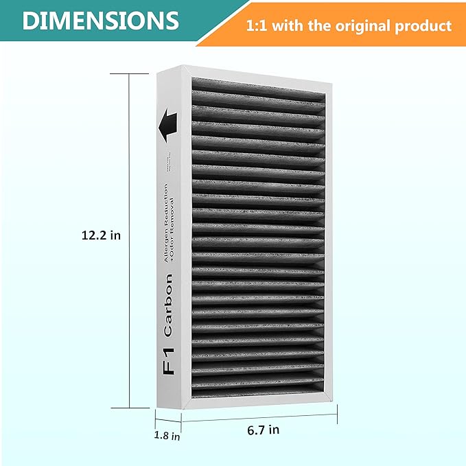 F1 Filter Allergen Reduction + Odor Removal, Compatible with Filtrete C01 T02 Room Air Purifier FAP-C01-F1 FAP-T02-F1, F1 Filter, 2 Pack