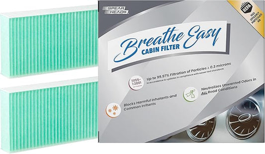 Spearhead HEPA Breathe Easy Cabin Filter, Up to 99.97% Filtration of 0.3 Micron Particles w/No Airflow Reduction (BE-777H)