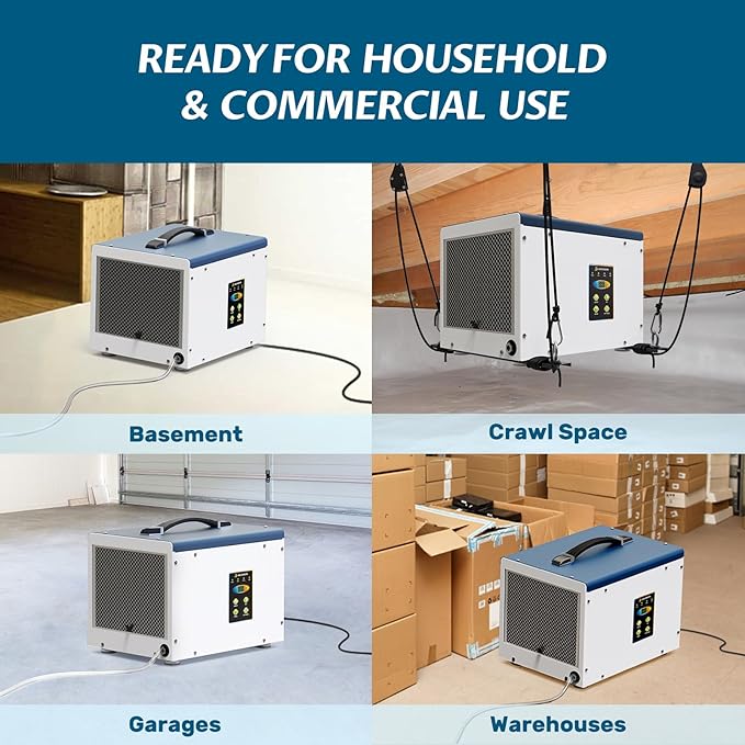 ARGENDON Crawlspace Dehumidifier with Pump, 70 Pint Energy Star Commercial Dehumidifier for Basement with Drain Hose, Auto Defrost, Memory Starting, GLGR, Up to 1000 Sq Ft