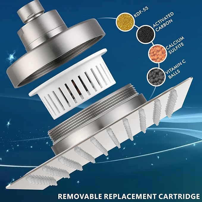 Voolan Rain Shower Head with Filtered - High Flow Large Rainfall Shower Heads Made of Stainless Steel - Waterfall Showerhead Filter For Hard Water(12" Brushed Nickel)