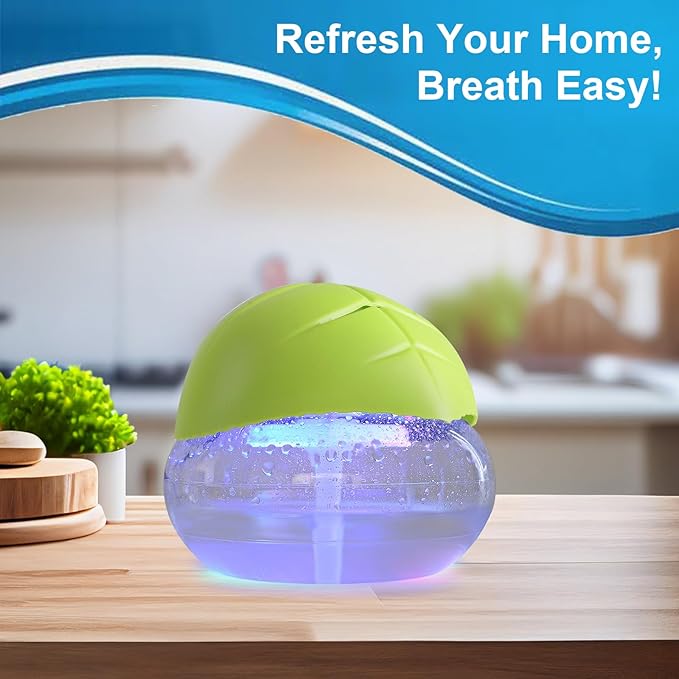 Water-Based Purifier Air Washer, Air Revitalizer & Freshener, Air Fresher with 7 LED Color Changing Light for Rooms (Green)