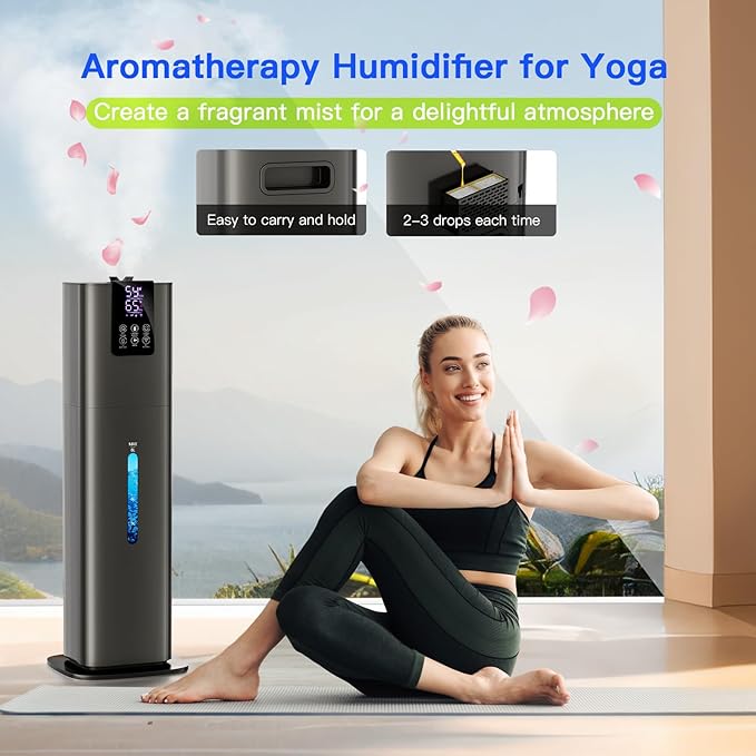 Smart Humidifiers Large Room Bedroom Home, 2.11Gal(8L) Quiet Top Fill Cool Mist Humidifier, Smart App & Remote Control, 3 Speed Humidifier with 360° Nozzle, Humidity Setting for Baby Office(Gray)