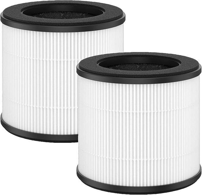 2 Pack AC300 True Replacement Filter Compatible with Purivortex AC300 Air Purifiers, 3-in-1 H13 Filter White