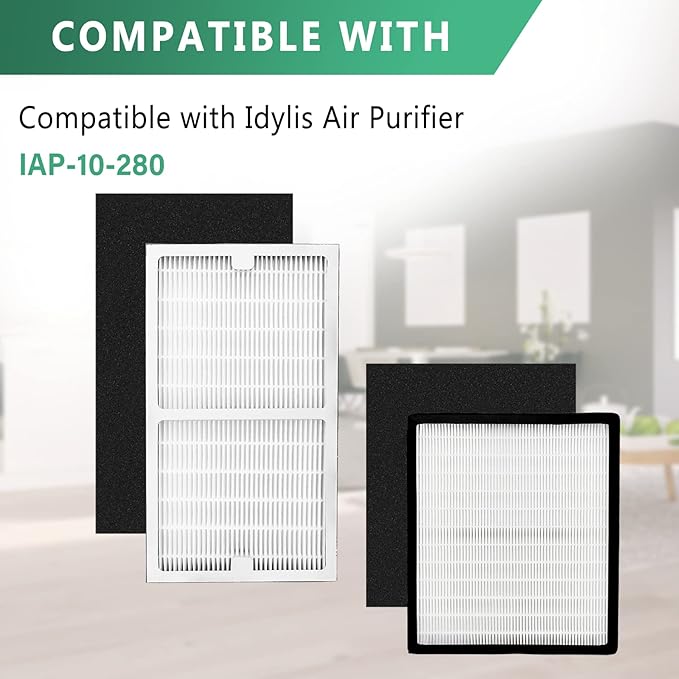 Gekufa Replacement Filter C + D Compatible with Idylis IAP-10-280, for Idylis Air Purifiers Include 1C+1D Filter each & 2 Carbon Filters