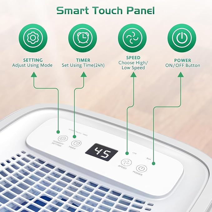 Dehumidifier for Home, Dehumidifier 4500 Sq.Ft 50 Pint, Dehumidifiers with Drain Hose, 0.66 Gallon Water Tank, RUWORA Dehumidifiers for Basement Bedroom Bathroom RV, 24H Timer, Overflow Protection