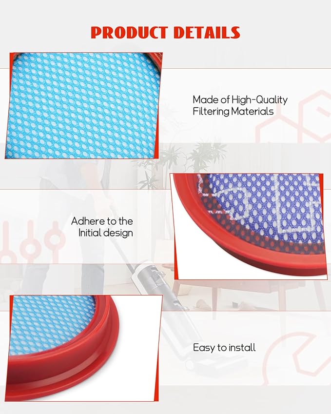 4 Pack Replacement Filters Fit for POWEART N7S N7P N700 Vacuum Cleaner