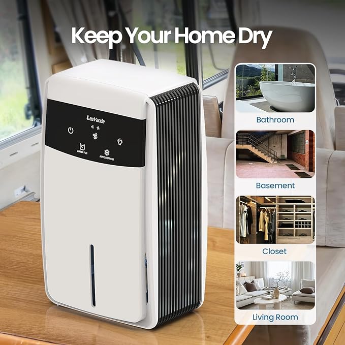 Dehumidifier for Bathroom with Drain Hose, 95 OZ Dehumidifiers for Home Bedroom Basement & RV，Auto Shut-off