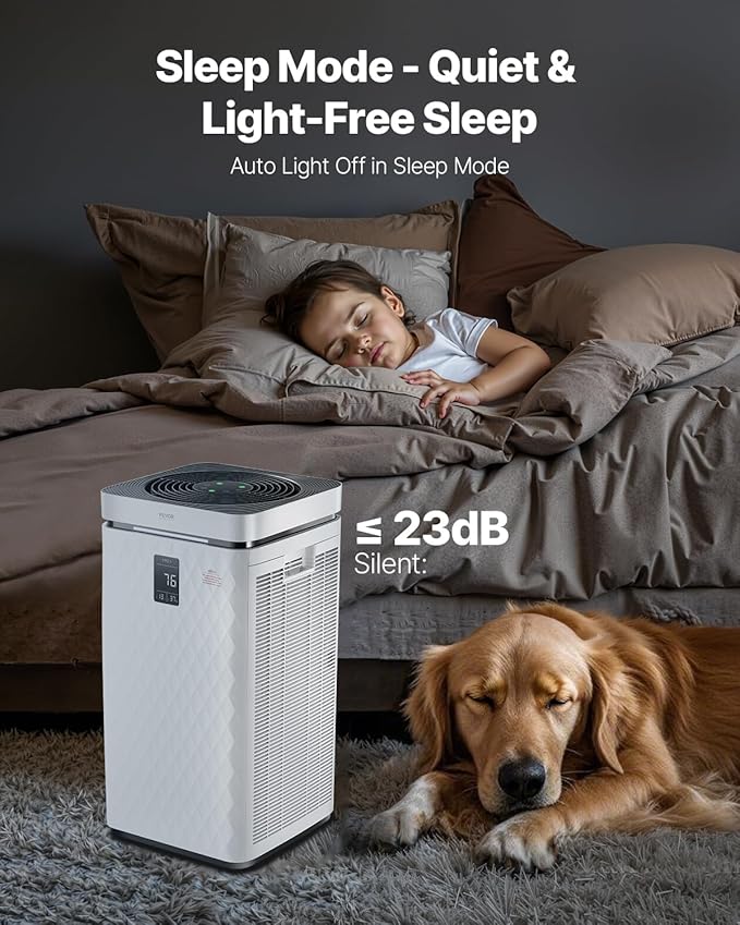 VEVOR Air Purifier for Bedroom Home, H13 HEPA Layer, 3139 ft²/h Smart Air Purifier with Speed Control & Child Lock Guard, Efficient Air Cleaner with Convenient Touch Panel & 23 dB Sleep Mode