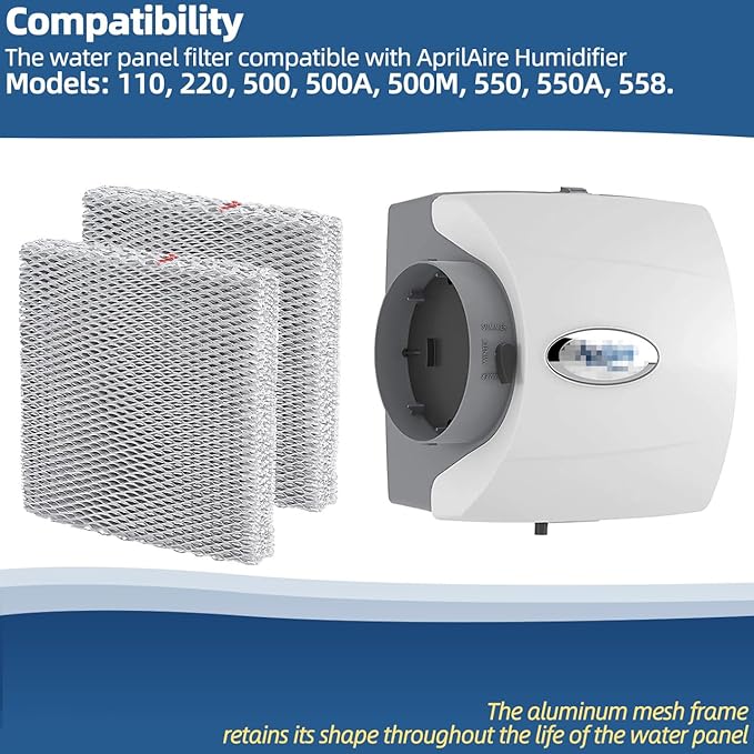 10 Humidifier Filter Water Panel Replacement for Aprilaire Whole House Humidifier Pad Filters Models 110, 220, 500, 500A, 500M, 550, 550A, 558 Humidifier Wicks Parts & Accessories (Pack of 2)