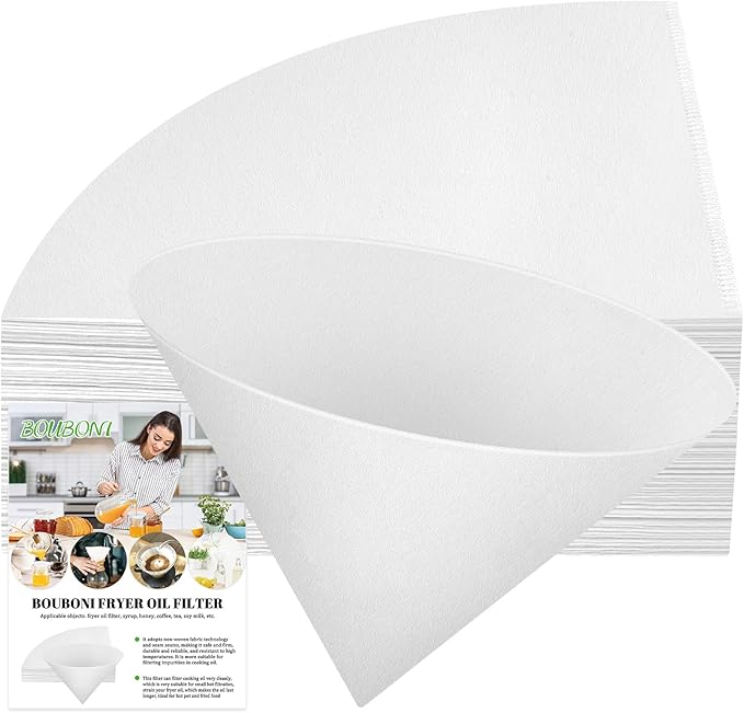 10" Fryer Oil Filter 50pcs Non Woven Cooking Oil Filter Grease Filters for Deep Fryer Maple Syrup Filter Cones White Beeswax Filters for Hotels Restaurants Cafes Food Trucks Kitchens