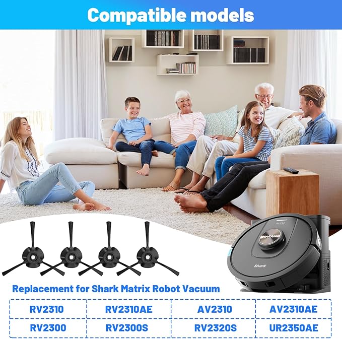 Side Brush for Shark Matrix Robot RV2310, RV2310AE, AV2310, AV2310AE, RV2300, RV2300S, RV2320S, UR2350AE RV2310cdus, UR235BCDUS Vacuum Cleaner Brush Replacment-4 Pack