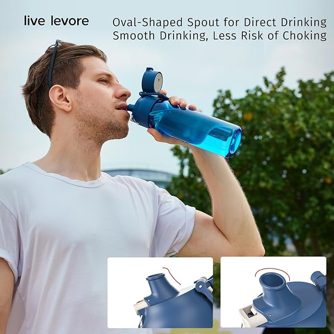 750ml Leak Proof Water Bottle with Flip Top Lid, BPA-Free USA Tritan Drink Bottle, Dishwasher Safe for Office, Outdoor & Daily Use (Blue, 1 Pack)