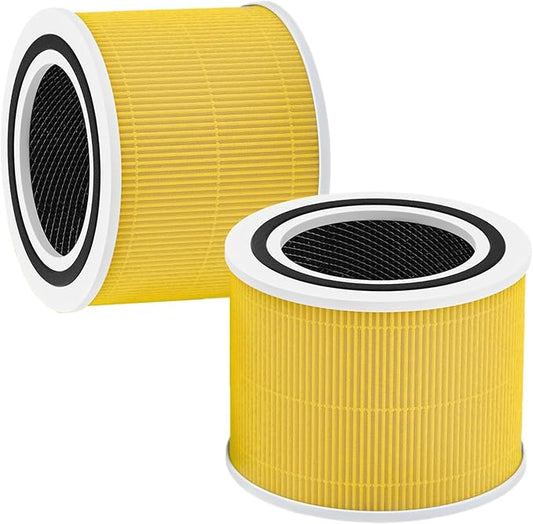 Core 300 Replacement Filter for levoit Core 300 and Core 300S VortexAir Air Purifier, Core 300-RF, 3-in-1 Activated Carbon Filtration System (Yellow, 2 Pack)