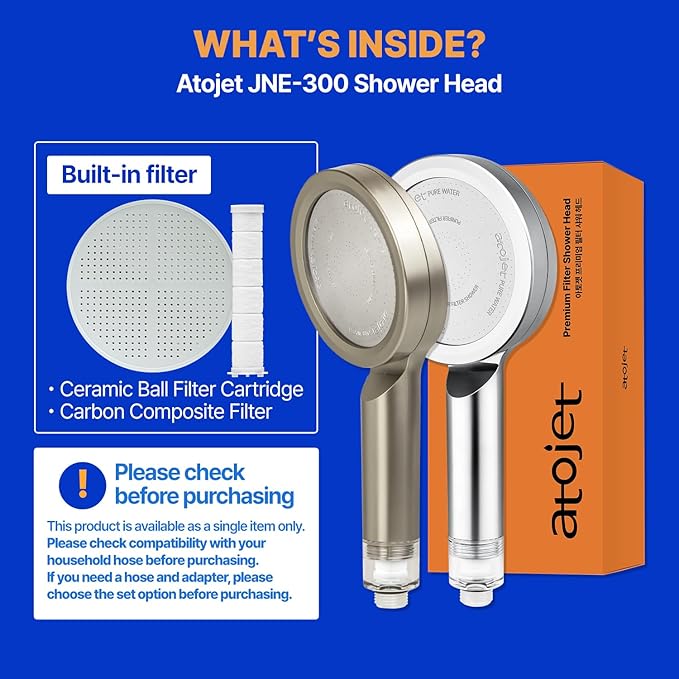 Premium Filtered Showerhead Crafted With Korea’s Luxury Beauty Culture – Pure Carbon Filters for Softer Skin & Smoother Hair | Carbon Composite Filter | Single Showerhead (JNE300C-SNG-1)