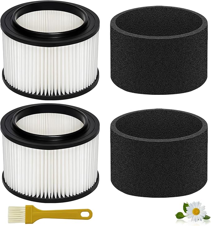 2 Pack 17810 Filter and Foam Filter Replacement for Craftsman Shop Vac Filter 9-17810 for 3 to 4 Gallon General Purpose Vacuums