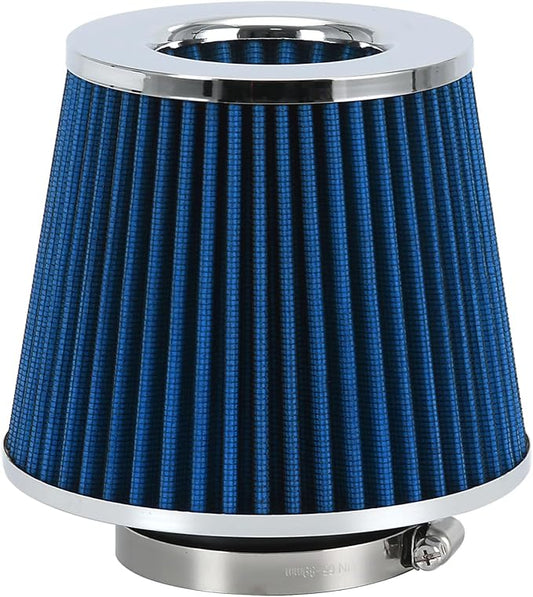 PTNHZ Universal Blue 3" 76mm High Flow Cold Air Intake Cone Air Filter Power Intake Air Inlet System Air Cleaner