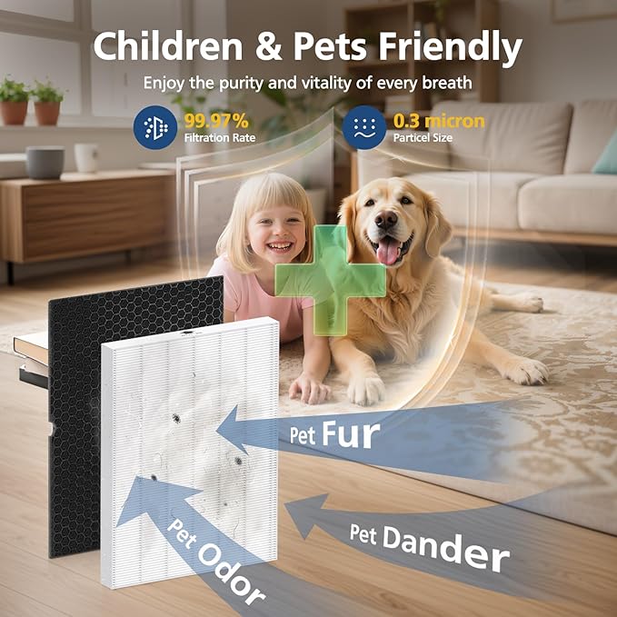 116130 Replacement Filter H Compatible with Winix 5500-2/ AM80 Air Purifi-ers, HEPA Filter for Dust Pollen Hair Pet Dander Smoke, 4 Pack(White)