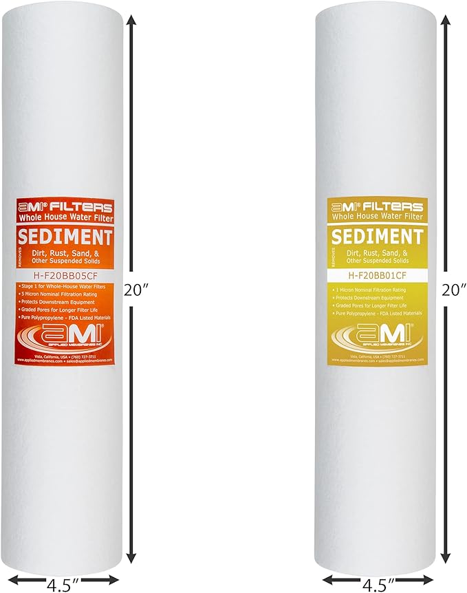 Applied Membranes Inc. 2-Stage Whole-House Water Filter System, 1-Micron and 5-Micron 4.5-Inch by 20-Inch Filters