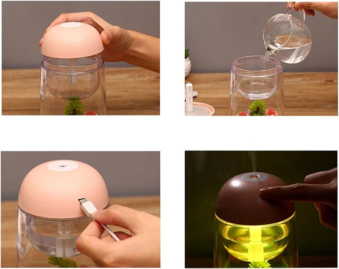 Micro Landscape Humidifier with Changing Led Light,Adjustable Mist Mode, Waterless Auto Shut-off,for Bedroom,Office,Car (pink)