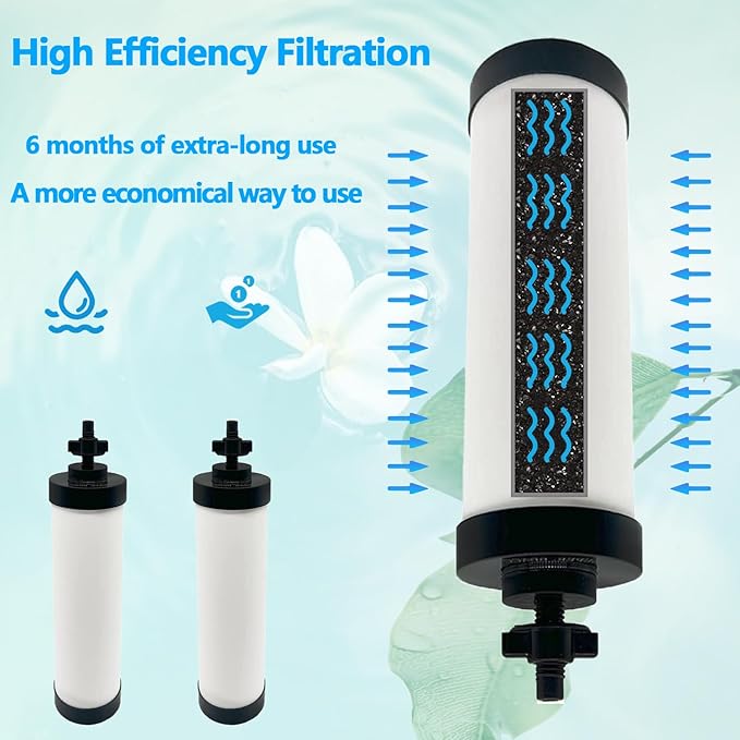 【Upgraded】Virego Ceramic Filter Silver Infused, Replacement for BB9-2 Water Filter, Repeatable Cleaning Filters Compatible with Berkey Gravity Filtration System, Certified by NSF/ANSI 42 (Pack of 2)