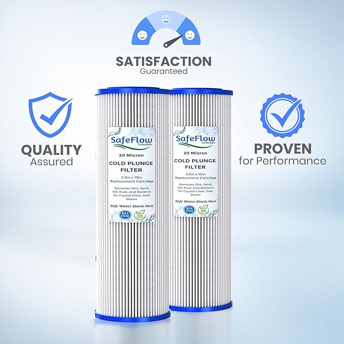 10in Ice Bath Chiller Filters 20 Micron 10" x 2.5" Water Filter Replacement Cartridge – Fits Ice Pod Cold Plunge Water Chiller, Cold Plunge Filters, Water Filter for Cold Plunge (4)