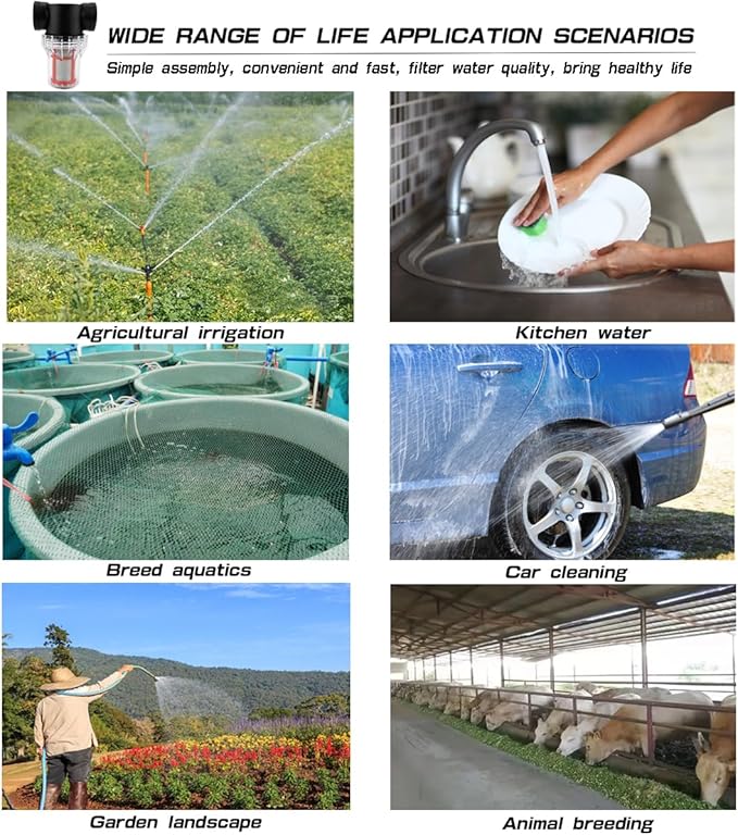 Garden Pond 1 inch Mesh Strainer Water Pump Filter Thread Inline Filter Strainer High Pipeline Filter for RV,Outdoor Gardening,Pressure Washer（200 Mesh）