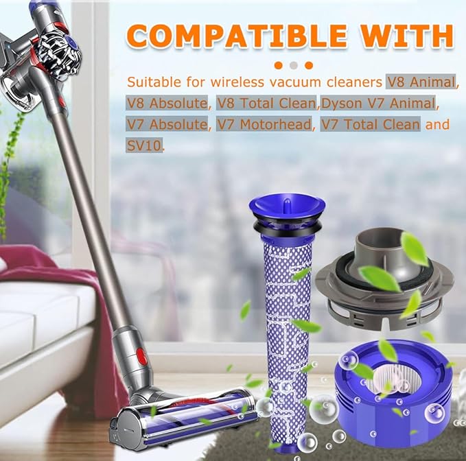 Filter Replacement & Motor Cover Compatible with Dy-son V7 V8 Animal and Absolute Cordless Vacuum Cleaners