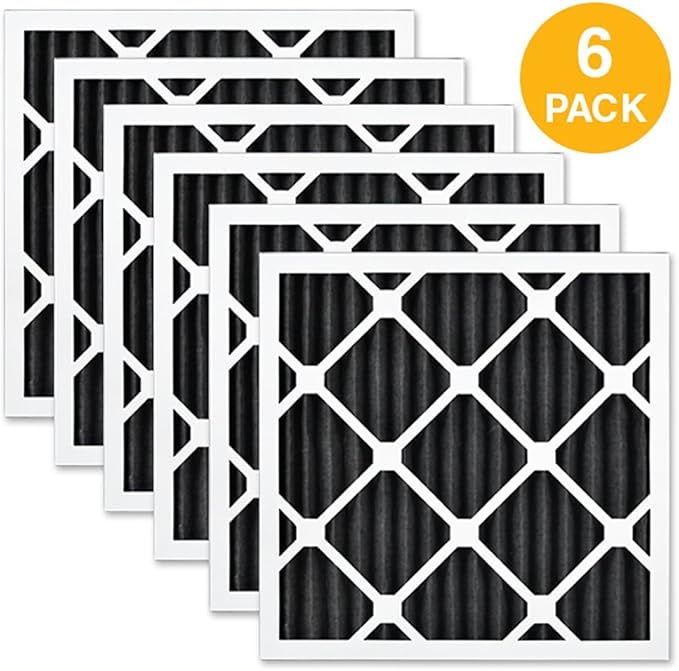 AIRx ODOR 16x16x1 MERV 8 Carbon Pleated Air Filter - Made in the USA - Box of 6