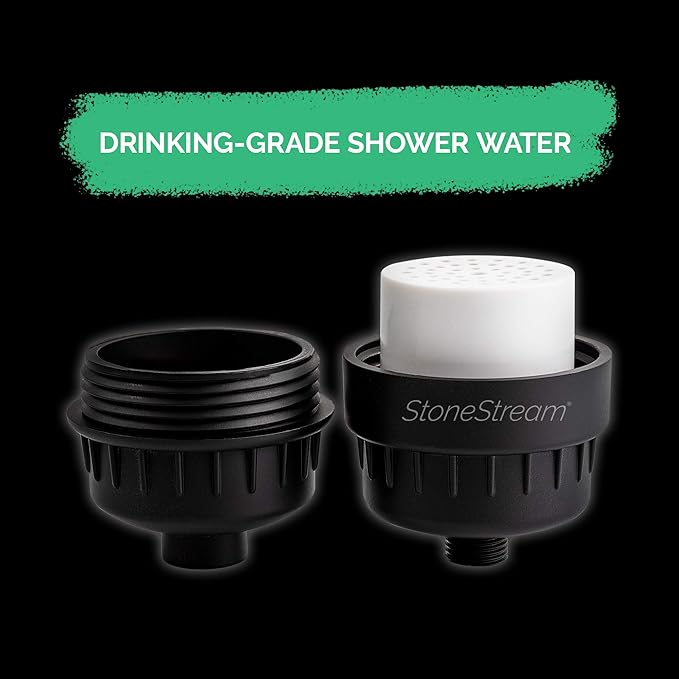 Shower Filter for Hard Water- Original StoneStream Shower head filter with Vitamin C and Activated Charcoal to remove Chlorine, Heavy metals and more- For Dry Skin and Hair