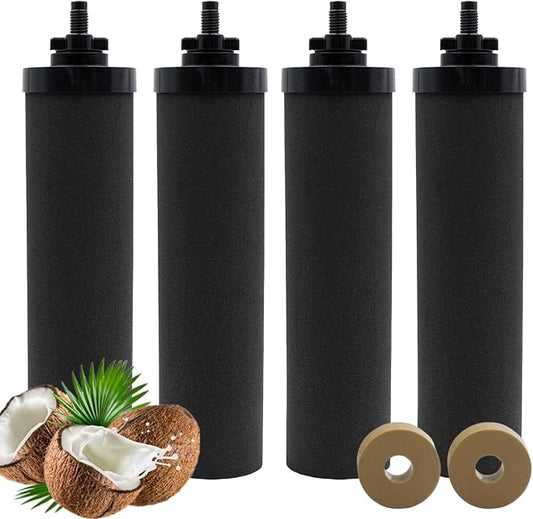 Water Filters Replacement for Berkey, 4 Pack Black Purification Elements for BB9-2 Gravity Filtration System
