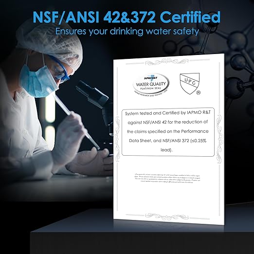 Waterdrop BS13 Under Sink Water Filter, 6 Stage Stainless Steel, Reduce PFAS, PFOA/PFOS, Lead, Chlorine, Bad Taste & Odor, No Drilling Required, NSF/ANSI 42 Certified, Included A New Faucet