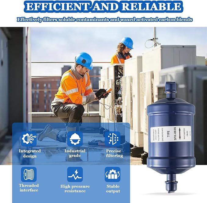 BOJACK Refrigerant Filter Drier Bi-Flow Liquid Line SFK-083S 3/8" Sweat Filter Dryer for Refrigeration for CFC HCFC HFC Heat Pump or Straight Cool Air Conditioners Systems from 1 to 5 Tons