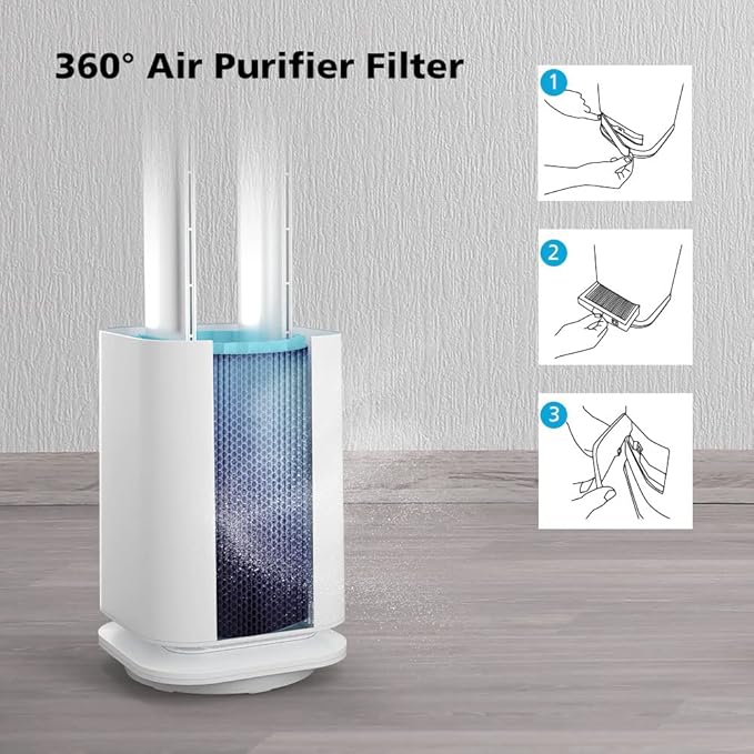 ULTTY Bladeless Tower Fan and Air Purifier in one, Bedroom Fan with HEPA Filter 99.97% Smoke Dust Pollen Dander, 42 Inch 90° Oscillating Tower Fan with Remote, Touch, 8H Timer