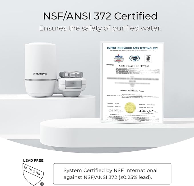 Waterdrop Sink Filter Water Faucet for Skin Care, Bathroom Faucet Filter, 320 Gallons, NSF Certified Water Purifier, 0.01μm Ultra-Filtration System, Reduces Chlorine Lead-Free Material, 1 Filter White