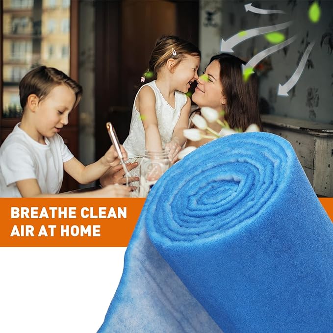 12" x 89" Air Vent Filters Kit - Cut to Size Floor Vent Filters for home. MERV 8 Electrostatic Air Filter Roll & Adhesive Hook Tape(30+ Filters)