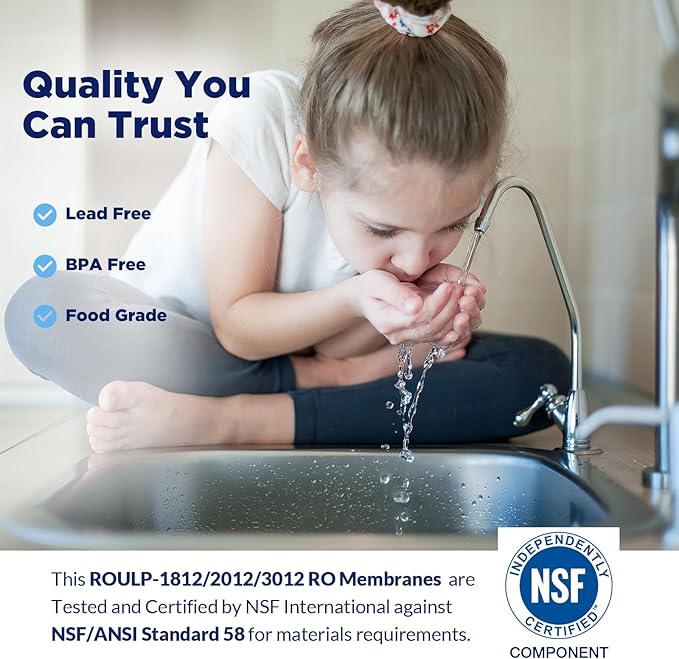 Membrane Solutions Reverse Osmosis Membrane 150 GPD 12" x 2" RO Membrane Water Filter Replacement Fits Under Sink RO Drinking Water Purifier System, 25-Pack