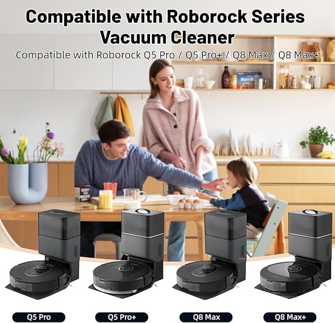 20 Pack Accessories Compatible with ROBOROCK Q5 Pro/Q5 Pro+,Q8 Max/Q8 Max+ Vacuum Robot,Parts Include:1 Dual Roller Brush,5 Side Brush,3 HEPA Filter,5 Mop Cloth,4 Dust Bag,1 Cleaning Tool&1 Screwdrive