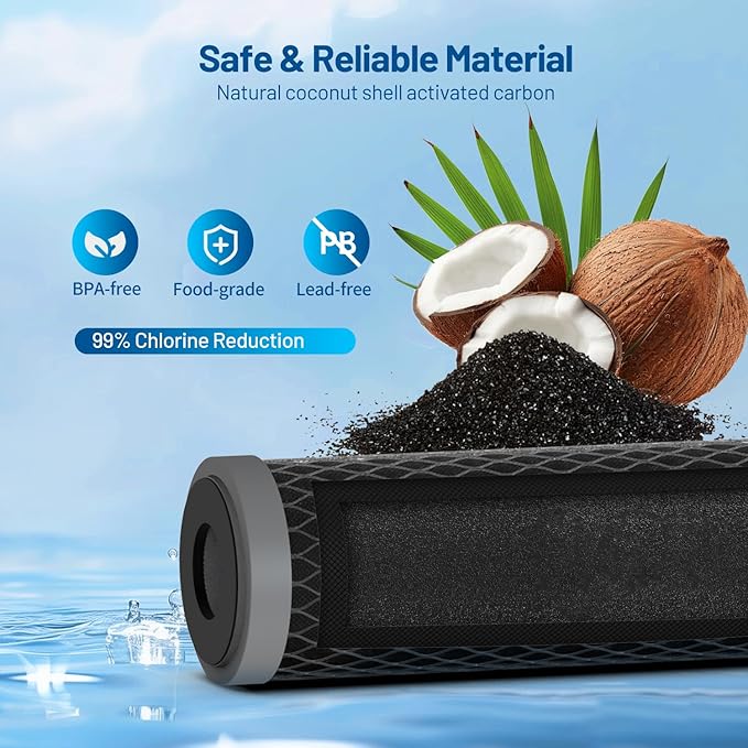 1 Micron 10" x 2.5" Whole House CTO Carbon Block Water Filter Cartridge Replacement for SCWH-5, AO-WH-PRE-RCP2, WHKF-WHWC, FXWTC, FX12P, WFPFC8002, WFPFC9001, 3WH-STDCW-F02, W5CIP (Pack of 4)