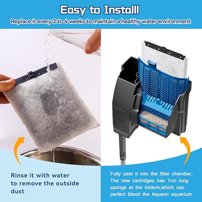 10 Pack Large Replacement Filters Cartridges Compatible with Aqueon QuietFlow Power Filter Size 20,30,50,55/75 or LED PRO Power Filter Size 20,30,50,75