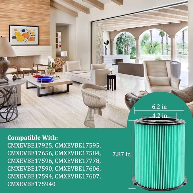 Cartridge Filter for Craftsman CMXZVBE38753 fit CRAFTSMAN 38753 HEPA Media Wet/Dry Vac Filter for 5 to 20 Gallon shop vacuums (9-38753) (2 Pack)